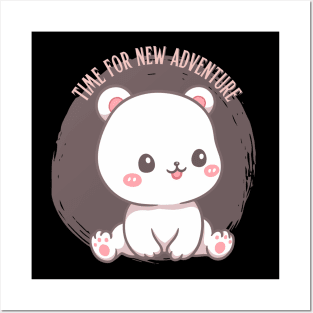 Time for new adventure Hello little bear cute baby outfit Posters and Art